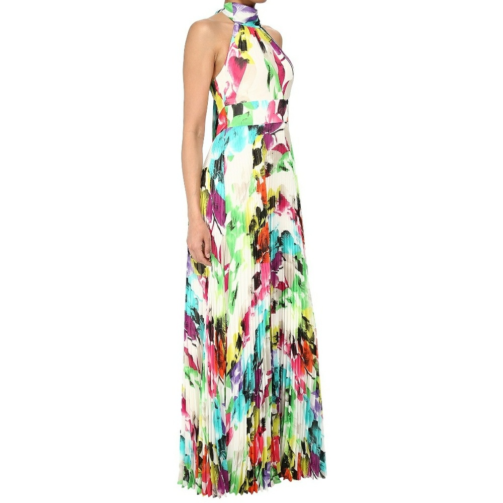 Stunning Eliza J halter floral pleated maxi dress
